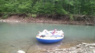 Masturbating at the Creek inside a Raft