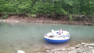 Masturbating at the Creek inside a Raft