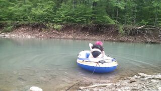 Masturbating at the Creek inside a Raft