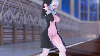 Mmd R18 Haku the Nun with Silver Hair Vagina Masturbate Fap Challenge