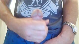 Compilation of 5 long cumshots from fit dad stroking nice