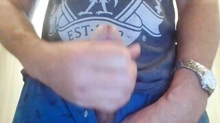 Compilation of 5 long cumshots from fit dad stroking nice