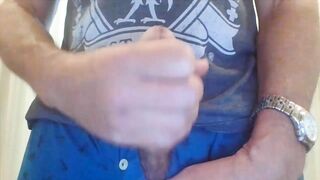 Compilation of 5 long cumshots from fit dad stroking nice