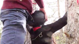 The Throater 2021: Submissive Masked Hoe Tied Outside Throated and Banged! inside