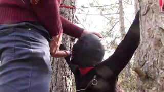 The Throater 2021: Submissive Masked Hoe Tied Outside Throated and Banged! inside