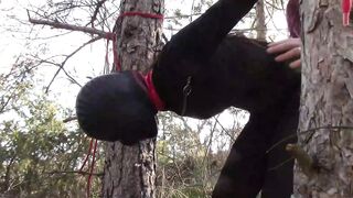 The Throater 2021: Submissive Masked Hoe Tied Outside Throated and Banged! inside