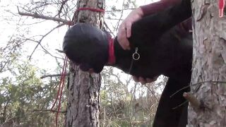 The Throater 2021: Submissive Masked Hoe Tied Outside Throated and Banged! inside