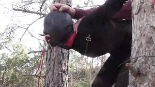 The Throater 2021: Submissive Masked Hoe Tied Outside Throated and Banged! inside