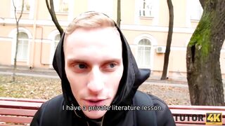 TUTOR4K. Prankster hides tutors glasses and nicely fucks old woman