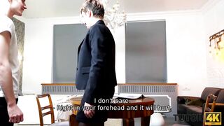 TUTOR4K. Prankster hides tutors glasses and nicely fucks old woman