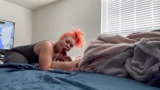 Lightskinned BBW offer Sloppy Fellatio into the Morning