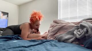 Lightskinned BBW offer Sloppy Fellatio into the Morning