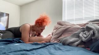 Lightskinned BBW offer Sloppy Fellatio into the Morning