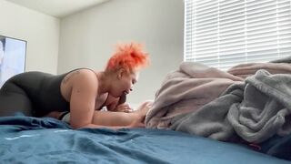 Lightskinned BBW offer Sloppy Fellatio into the Morning