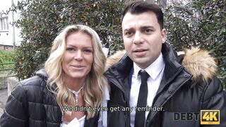 DEBT4k Debt Collector Fucks the Bride inside White Dress and Tights