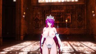 Mmd Genshin Impact Rosaria Goddess Bitch Nun inside the Cathedral