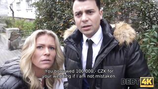 DEBT4k. Debt collector fucks the bride inside white dress and