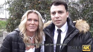 DEBT4k. Debt collector fucks the bride inside white dress and