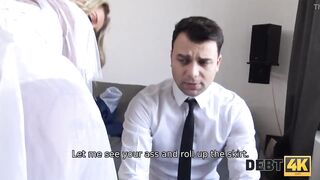 DEBT4k. Debt collector fucks the bride inside white dress and