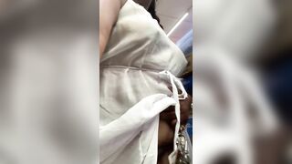 JusAgirl - Exhibitionist FILTHY HOE FLASHES BOOBS AND PLAYED WITH SLOPPY TWAT