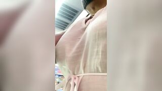 JusAgirl - Exhibitionist FILTHY HOE FLASHES BOOBS AND PLAYED WITH SLOPPY TWAT