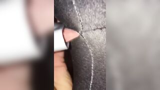Vacuum Cleaner Blows my Clitoris into Hole of my Yoga Leggings