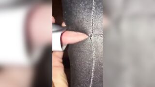 Vacuum Cleaner Blows my Clitoris into Hole of my Yoga Leggings