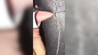 Vacuum Cleaner Blows my Clitoris into Hole of my Yoga Leggings