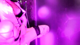 Eva Rubber into Mask Pink Dress Bdsm cougar Gives Golden Shower for