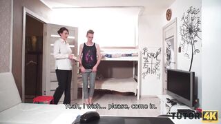 TUTOR4K. Instead of biology lucky boy has awesome sex with