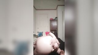 Blue Haired Skank Plays for Boy, Finger Fucked Booty and Twat, Queefs