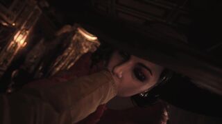 Resident Evil 8 Naked Lady Dimitrescu Red Lace Panties & Bottomless Daughters