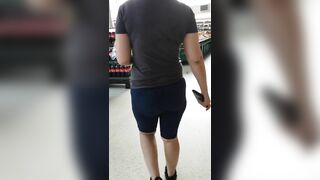 Step Milf inside Short Leggings Risky Hand Job into Supermarket make Step Son