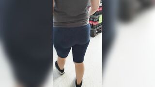 Step Milf inside Short Leggings Risky Hand Job into Supermarket make Step Son