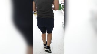 Step Milf inside Short Leggings Risky Hand Job into Supermarket make Step Son
