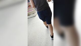 Step Milf inside Short Leggings Risky Hand Job into Supermarket make Step Son