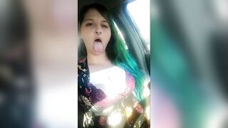 Outdoor ParkingingLot Smoking flashing&Masturbating!Publicsmoking Flashing Massive DDs Vagina Fingered