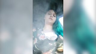 Outdoor ParkingingLot Smoking flashing&Masturbating!Publicsmoking Flashing Massive DDs Vagina Fingered