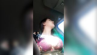 Outdoor ParkingingLot Smoking flashing&Masturbating!Publicsmoking Flashing Massive DDs Vagina Fingered