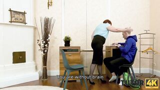 TUTOR4K. Attractive tutor with red hair drilled rough by angry