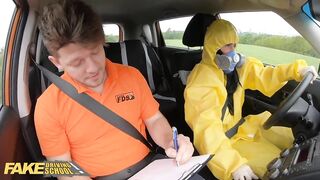 Fake Driving School Lexi Dona Takes Off her Hazmat Suit