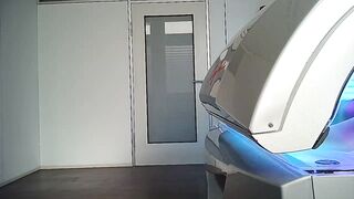 Stunning dark haired tanning part 1