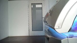 Stunning dark haired tanning part 1