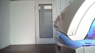 Stunning dark haired tanning part 1