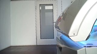 Stunning dark haired tanning part 1
