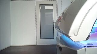 Stunning dark haired tanning part 1