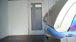 Stunning dark haired tanning part 1