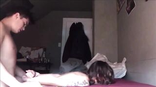Guy fucking her snatch hard from behind