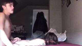 Guy fucking her snatch hard from behind