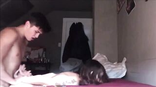 Guy fucking her snatch hard from behind
